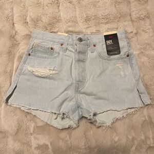 Levi's 501 Women's Distressed Light Blue Jean Shorts